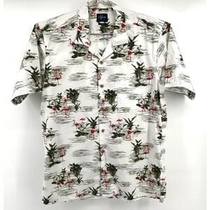 S'Fare‎ Hawaiian Shirt Mens M Flamingo Tropical Camp Collar Aloha Beach Resort